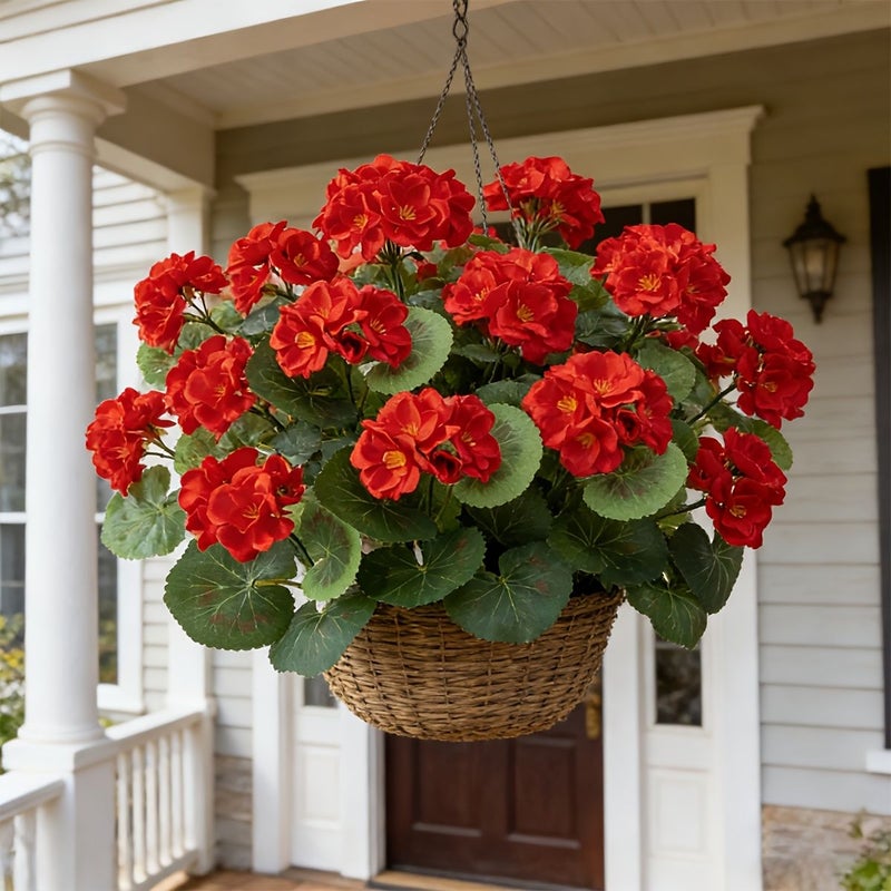 3pcs Red Artificial Geranium Begonia Crabapple Flowers For Home Wedding Table Decoration - Image 5