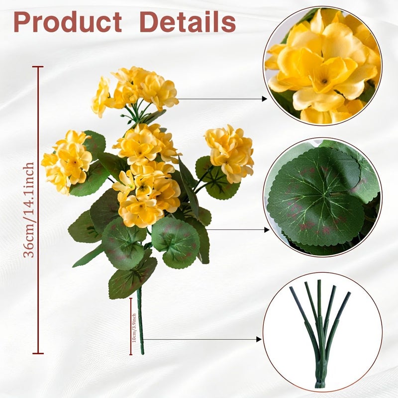3pcs Red Artificial Geranium Begonia Crabapple Flowers For Home Wedding Table Decoration - Image 2
