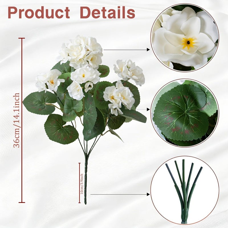 3pcs Red Artificial Geranium Begonia Crabapple Flowers For Home Wedding Table Decoration - Image 3