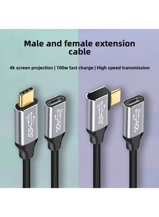 Applicable To Type-c Extension Line Male To Female Data Line PD Mobile Phone Charging TV Screen Projection Notebook Switch Adapter-Color:Straight Head  Black-1.5m  - Image 2