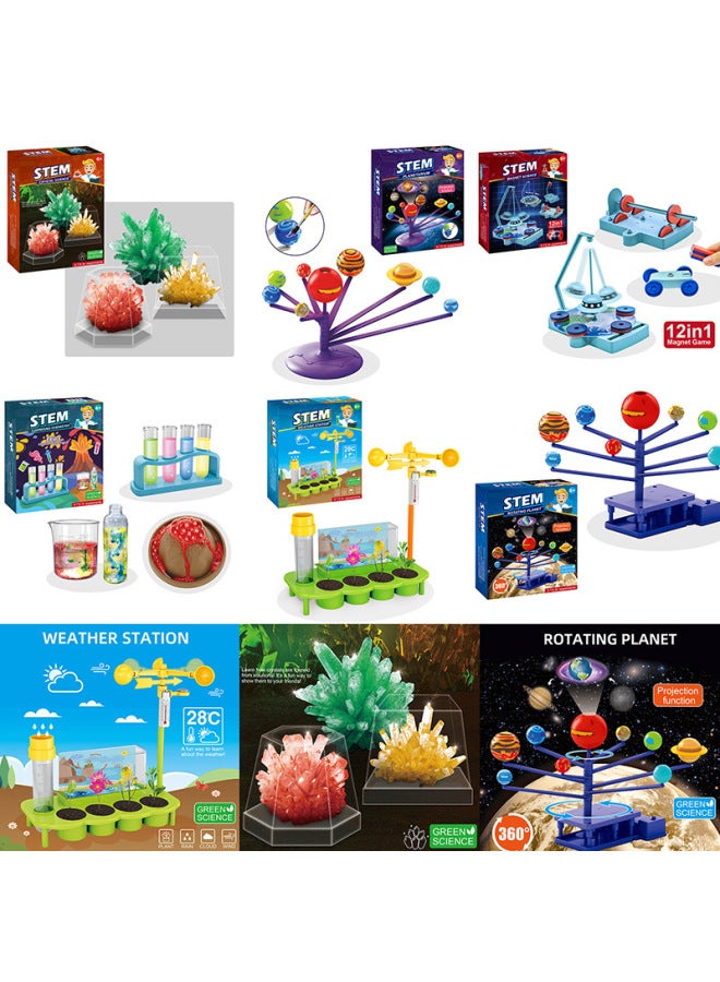 Handmade DIY Science Experiment Magnet Experiment Plant Ecological Weather Station Color Painting Planet 14 In 1 Chemical Experiment-Color:556  - Image 2