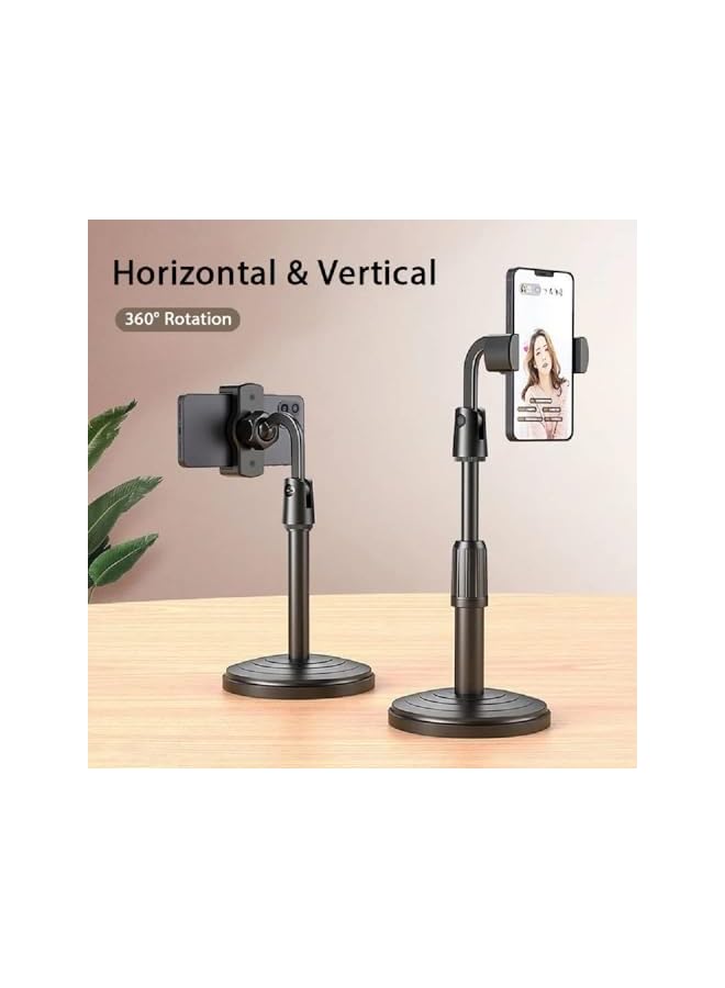 erorex حامل هاتف محمول حامل مكتب للهاتف المحمول 360 درجة ارتفاع قابل للتعديل يصل إلى 11.8 بوصة متوافق مع الهواتف المحمولة من 3.5 إلى 6.5 بوصة (أسود) - Image 2