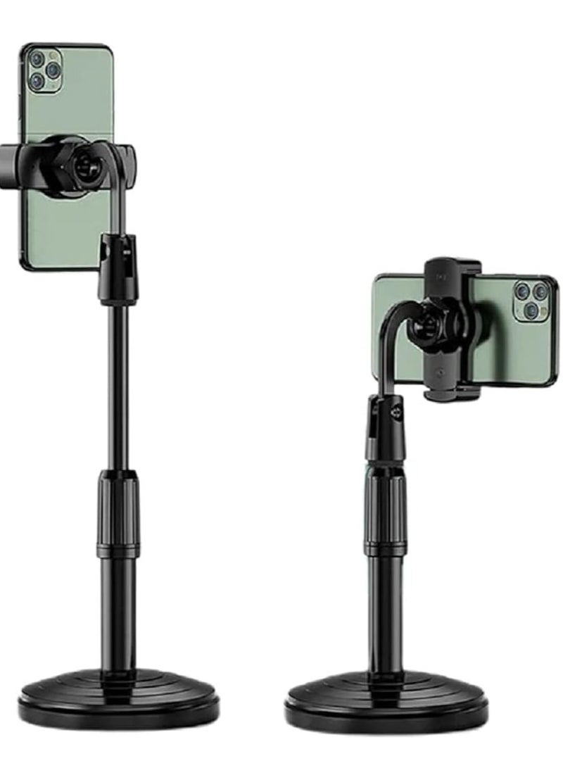 erorex حامل هاتف محمول حامل مكتب للهاتف المحمول 360 درجة ارتفاع قابل للتعديل يصل إلى 11.8 بوصة متوافق مع الهواتف المحمولة من 3.5 إلى 6.5 بوصة (أسود) - Image 1