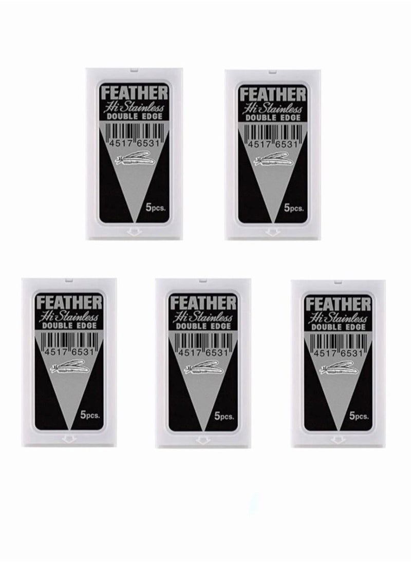 Feather 5 Packs Of Double Razor Blades  - Image 1