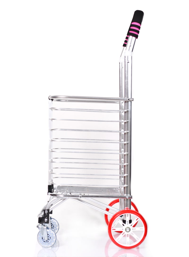 مورانو عربة تسوق قابلة للطي من مورانو 4 عجلات فضي - Image 3