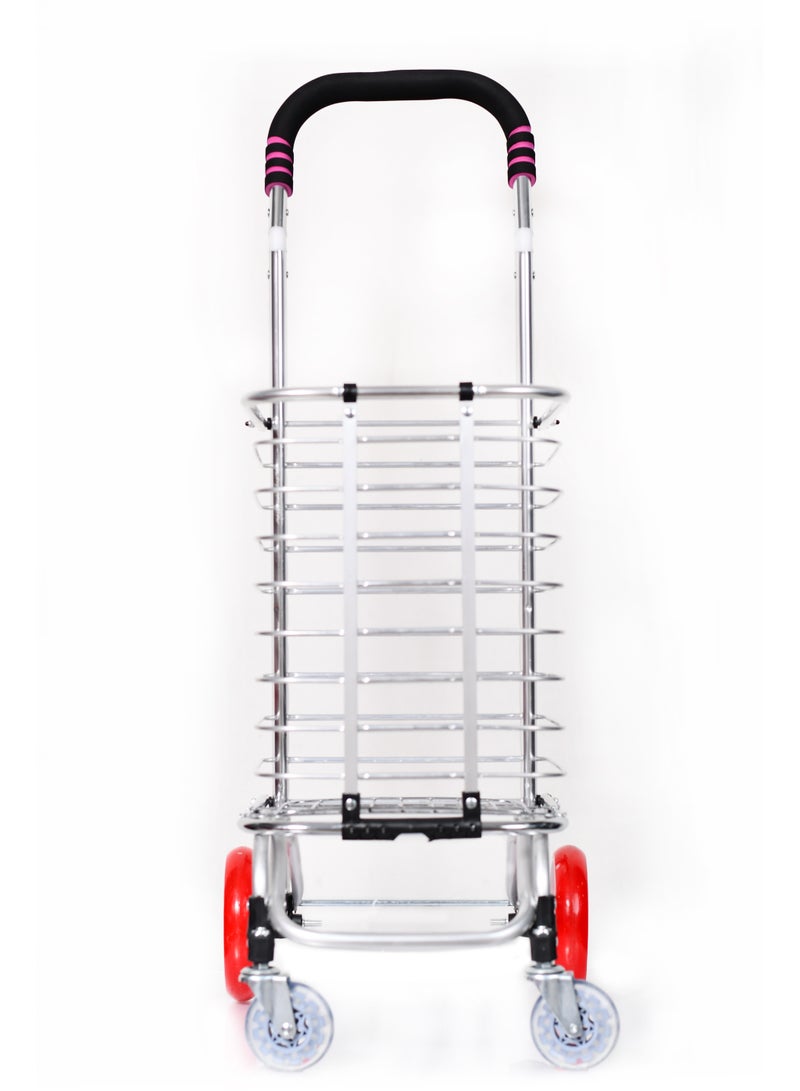 مورانو عربة تسوق قابلة للطي من مورانو 4 عجلات فضي - Image 2