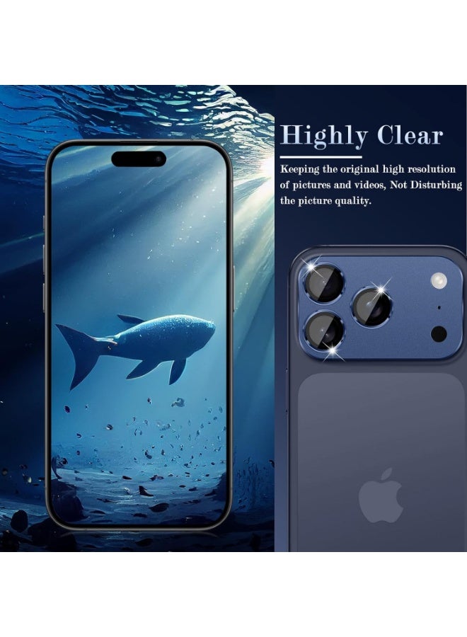 ACLIX Camera Lens Protector for iPhone 17 Pro, Full Coverage 9H Tempered Glass Ring Cover, Matte Metal Plate, Case Friendly, 6.5-Inch Display, 1-Pack (Blue) - Image 3