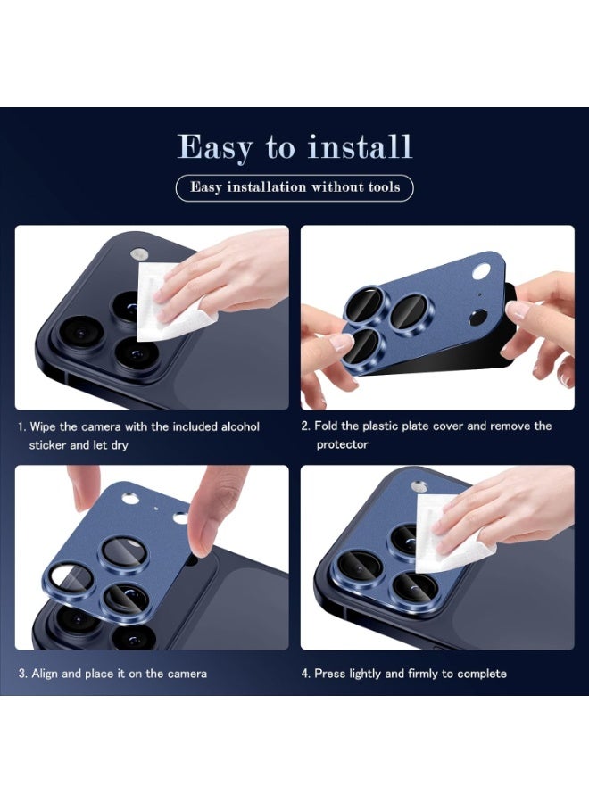 ACLIX Camera Lens Protector for iPhone 17 Pro, Full Coverage 9H Tempered Glass Ring Cover, Matte Metal Plate, Case Friendly, 6.5-Inch Display, 1-Pack (Blue) - Image 2