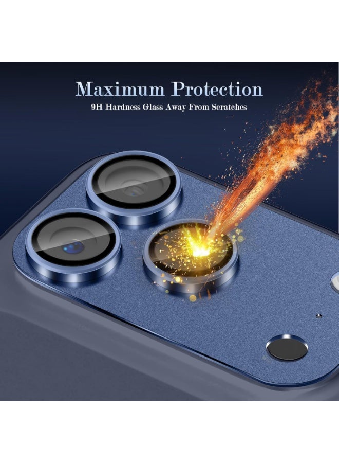 ACLIX Camera Lens Protector for iPhone 17 Pro, Full Coverage 9H Tempered Glass Ring Cover, Matte Metal Plate, Case Friendly, 6.5-Inch Display, 1-Pack (Blue) - Image 4