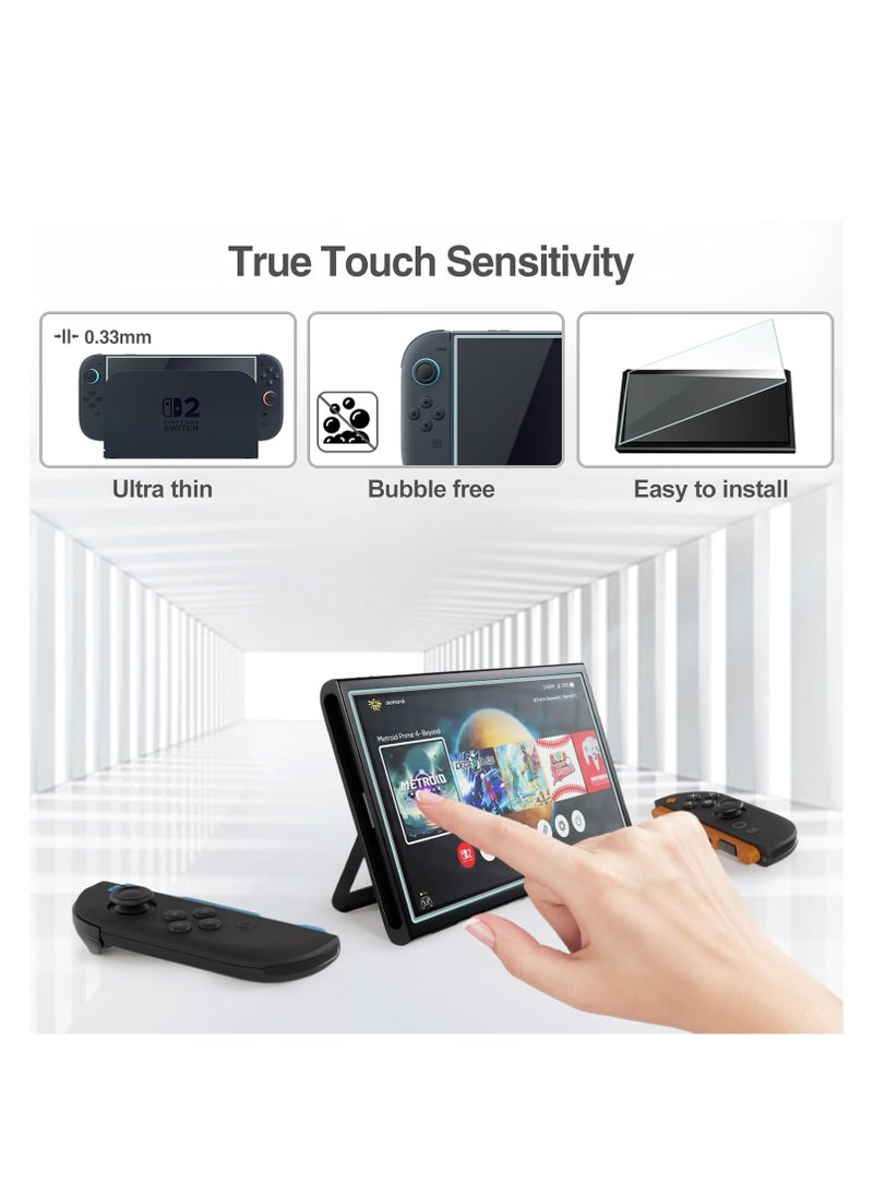 Screen Protector Compatible with Nintendo Switch 2, Tempered Glass Screen Film Guard Rounded Edge Real Glass Screen Protector for Nintendo Switch 2025