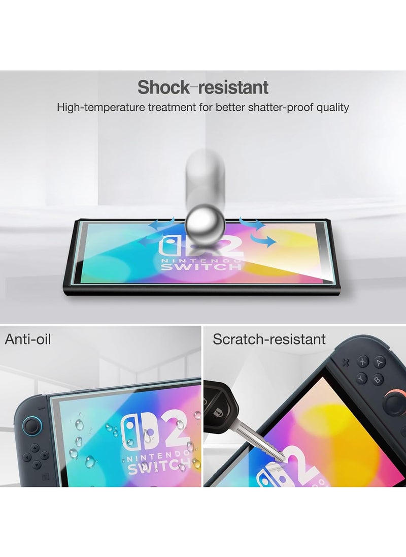 Screen Protector Compatible with Nintendo Switch 2, Tempered Glass Screen Film Guard Rounded Edge Real Glass Screen Protector for Nintendo Switch 2025
