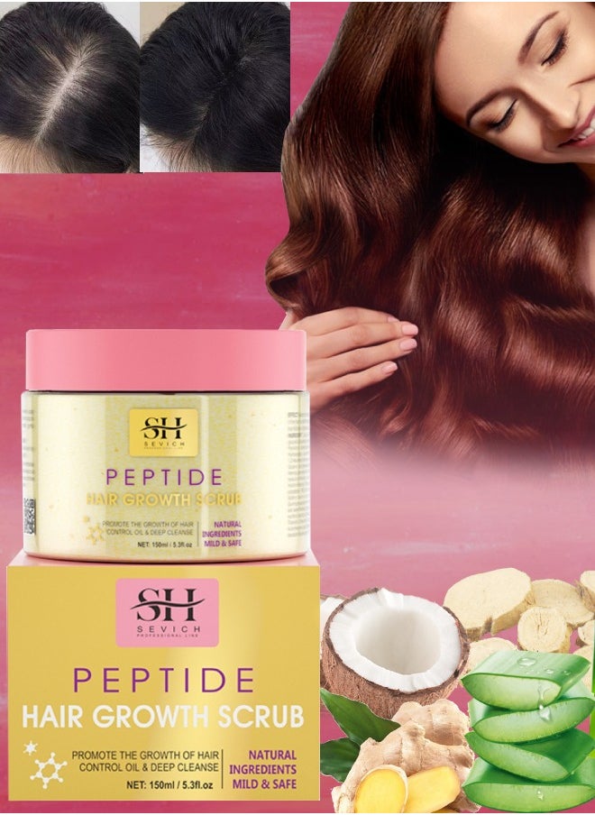 Sevich - 150ml Peptide Hair Growth Scrub Promote Hair Growth Control Oil and Deep Cleanse Scalp Natural Ingredient Mild and Safe Repair Damaged Cortex Regrow Scalp Hair Follicles and Cleanses - Image 1