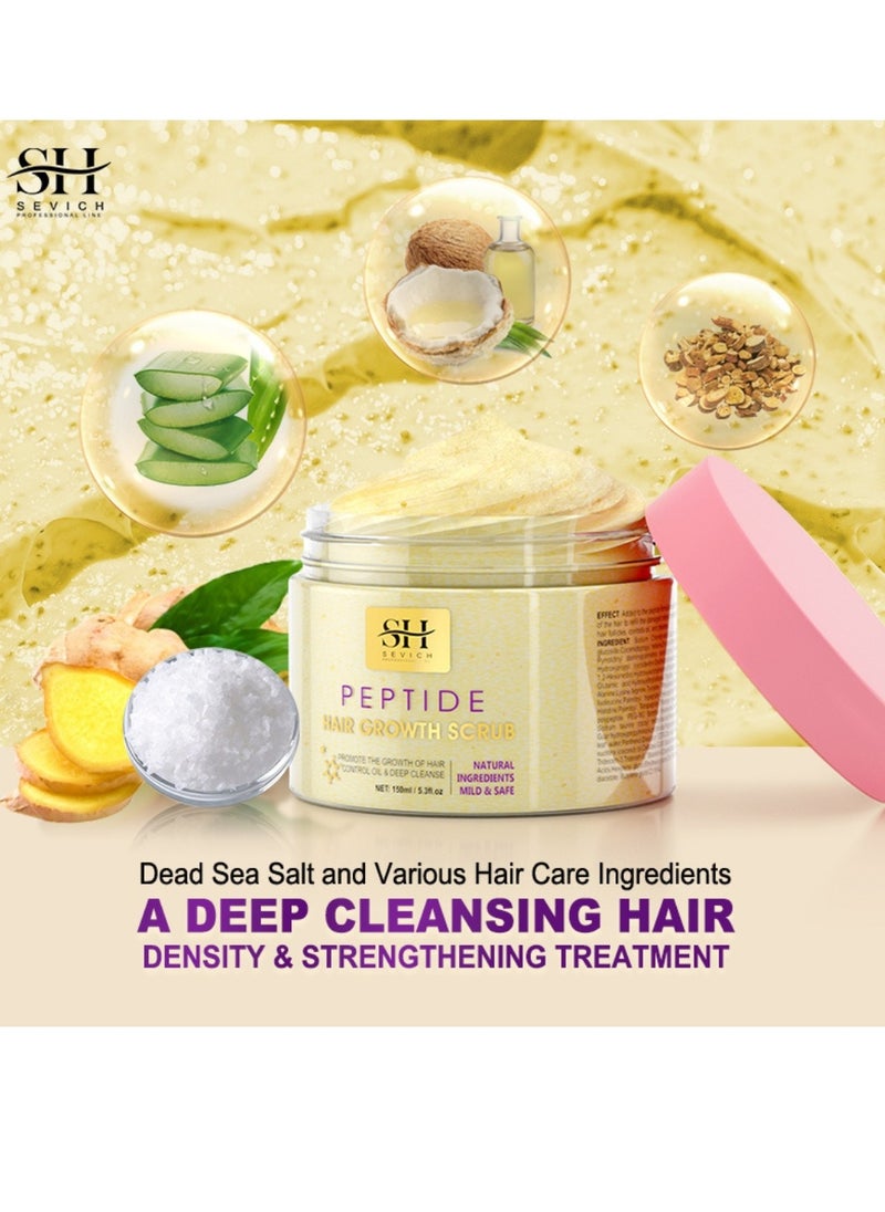 Sevich - 150ml Peptide Hair Growth Scrub Promote Hair Growth Control Oil and Deep Cleanse Scalp Natural Ingredient Mild and Safe Repair Damaged Cortex Regrow Scalp Hair Follicles and Cleanses - Image 1