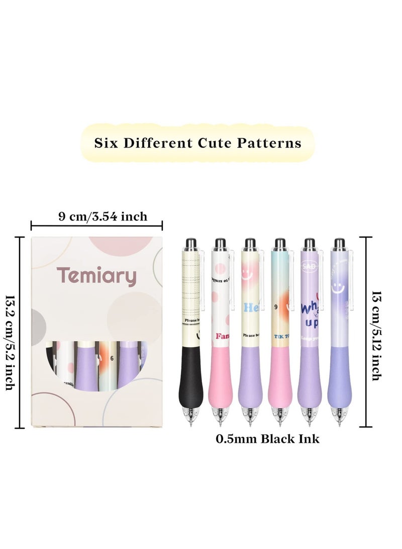 Retractable Gel Pens, 12 Pcs Creative Gel Ink Rollerball Pen, Quick Dry Fine Point 0.5mm Black Ink Rolling Ball Gel Pen, Comfortable Smooth Writing Aesthetic Pens, for Home, School, Office