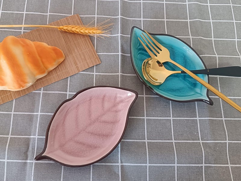 TOPYOKK Ceramic Spoon Rest for Stove Top, Cracks Deco Leaf Cute Spoon Rest for Kitchen Counter, Cooking Spoon Holder for Kitchen Counter, Utensil Rest Spatula Rest Ladle Holder Tong Rest, 1 PC (Pink) - Image 3