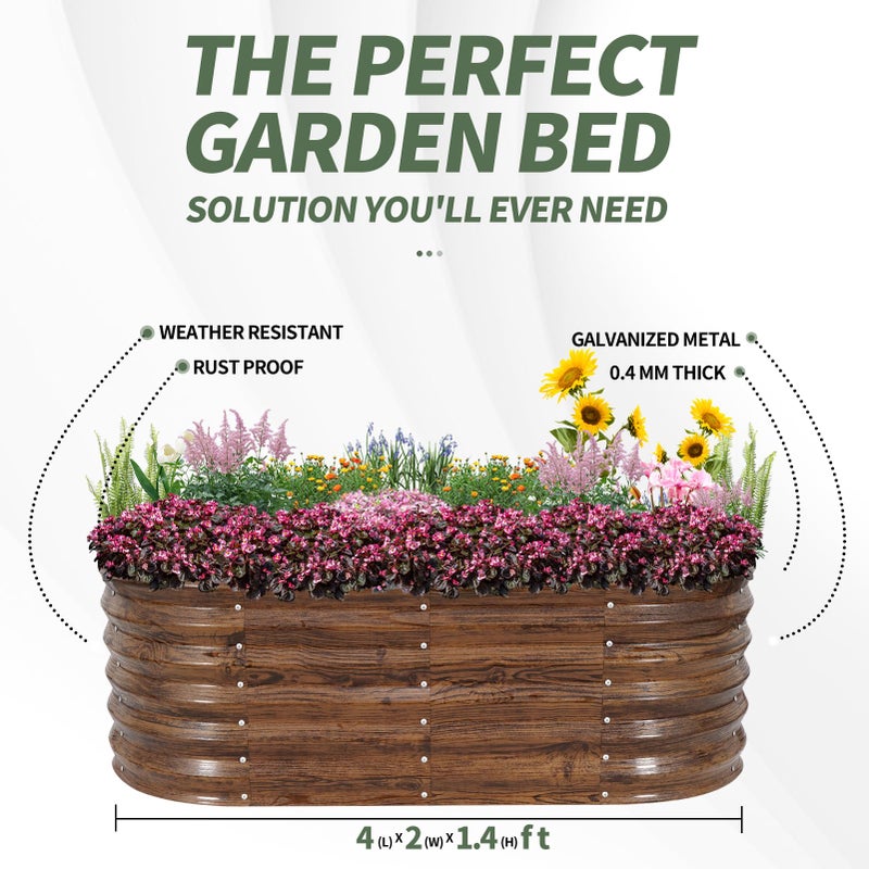 1MORE Galvanized Raised Garden Bed- Planter Garden Boxes Outdoor, Raised Beds for Gardening, 4x2x1.4ft Metal Garden Bed Kit for Vegetables Flower, Planter Raised Bed with Protective Tape & Tools.Grain - Image 5