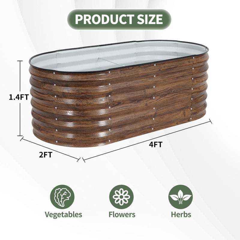1MORE Galvanized Raised Garden Bed- Planter Garden Boxes Outdoor, Raised Beds for Gardening, 4x2x1.4ft Metal Garden Bed Kit for Vegetables Flower, Planter Raised Bed with Protective Tape & Tools.Grain - Image 4