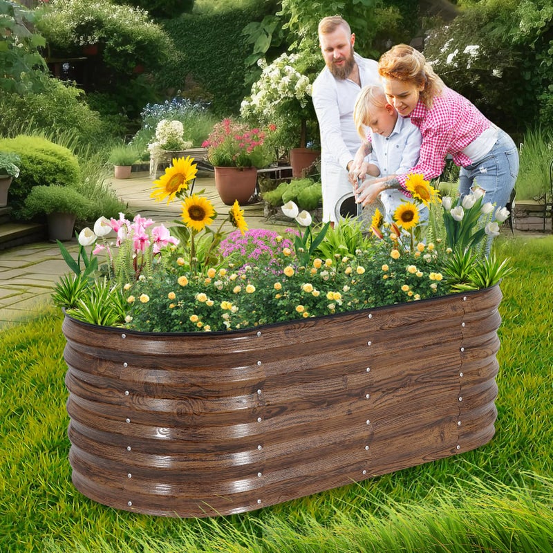 1MORE Galvanized Raised Garden Bed- Planter Garden Boxes Outdoor, Raised Beds for Gardening, 4x2x1.4ft Metal Garden Bed Kit for Vegetables Flower, Planter Raised Bed with Protective Tape & Tools.Grain - Image 2