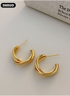 DUNISO Gold Hoop Earrings Set Gold Plated Rounded Lightweight Gold Hoops Hypoallergenic Earrings for Women Girls  - Image 3