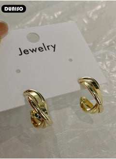 DUNISO Gold Hoop Earrings Set Gold Plated Rounded Lightweight Gold Hoops Hypoallergenic Earrings for Women Girls  - Image 5