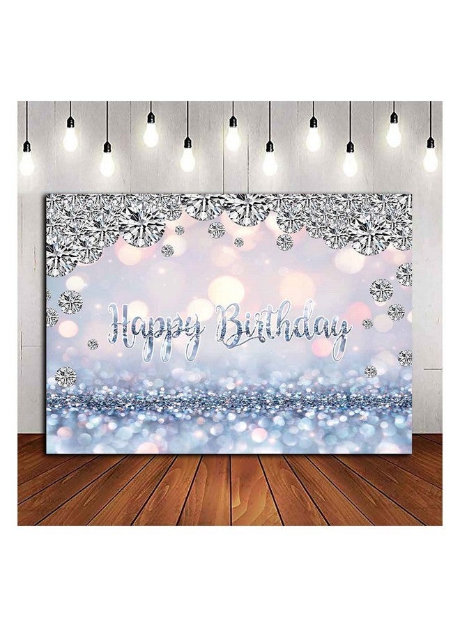 Qian خلفية تصوير حفلات أعياد الميلاد السعيدة باللونين الفضي والأبيض والأزرق اللامع مع خلفية من الألماس اللامع للنساء والفتيات والأطفال لتزيين طاولة الكيك والحفلات لافتة مقاس 7X5 أقدام - Image 2