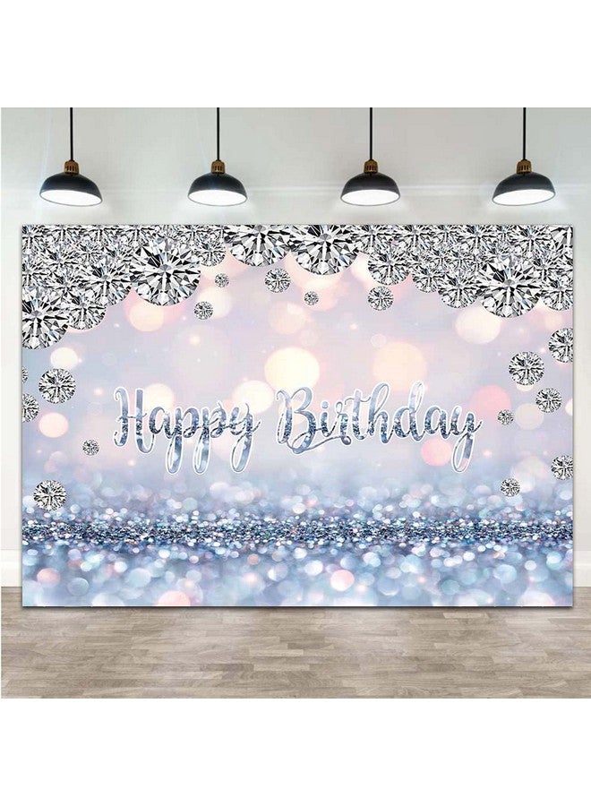 Qian خلفية تصوير حفلات أعياد الميلاد السعيدة باللونين الفضي والأبيض والأزرق اللامع مع خلفية من الألماس اللامع للنساء والفتيات والأطفال لتزيين طاولة الكيك والحفلات لافتة مقاس 7X5 أقدام - Image 4