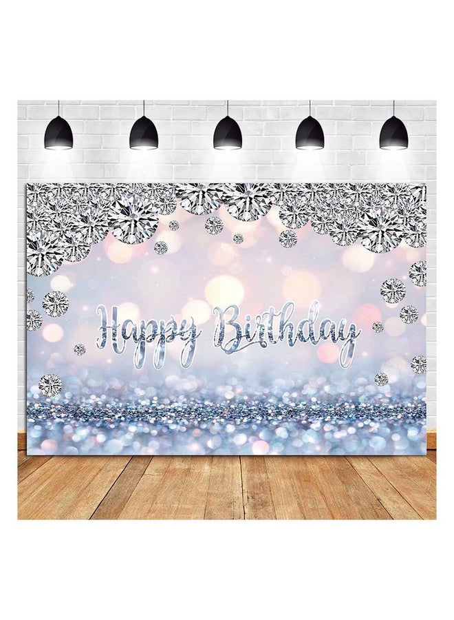 Qian خلفية تصوير حفلات أعياد الميلاد السعيدة باللونين الفضي والأبيض والأزرق اللامع مع خلفية من الألماس اللامع للنساء والفتيات والأطفال لتزيين طاولة الكيك والحفلات لافتة مقاس 7X5 أقدام - Image 5