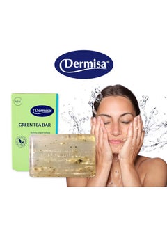 DERMISA Green Tea Bar Gentle Skin Cleansing And Exfoliation Contains Antioxidants Green Tea Manuka Honey Ginseng No Parabens No Sulfates 3Oz Per Pack  - Image 3