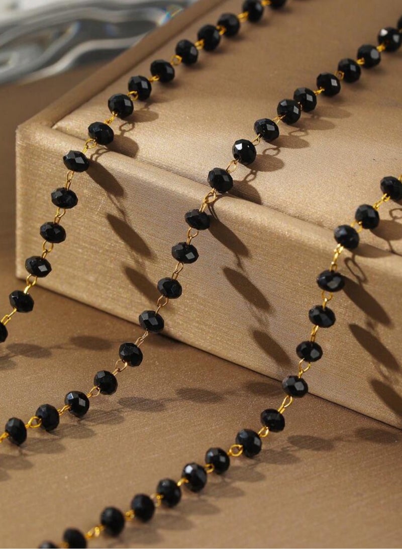 إيكوال طقم اكسسوارات نسائي مصنوع من الخرز والاستانلس ستيل المطلي باللون الذهبي - Image 2