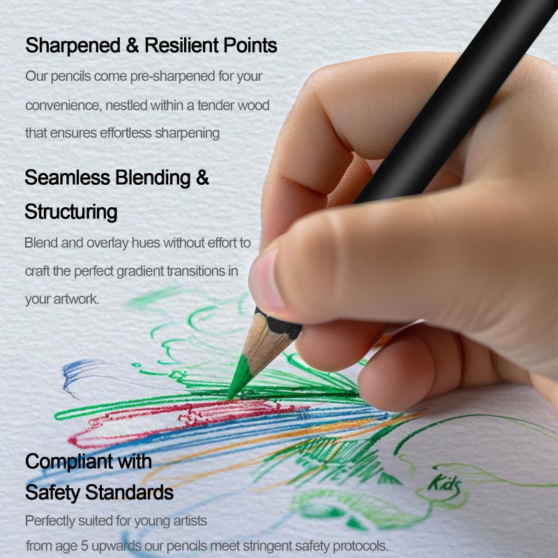 Aenir Colored Pencils for Adult Coloring Books, 72 Colors Drawing Pencils with Oil-Based Cores, Professional Art Supplies for Artists, Coloring Pencils for Adults, Color Pencils Set for Beginners and Teens. - Image 3