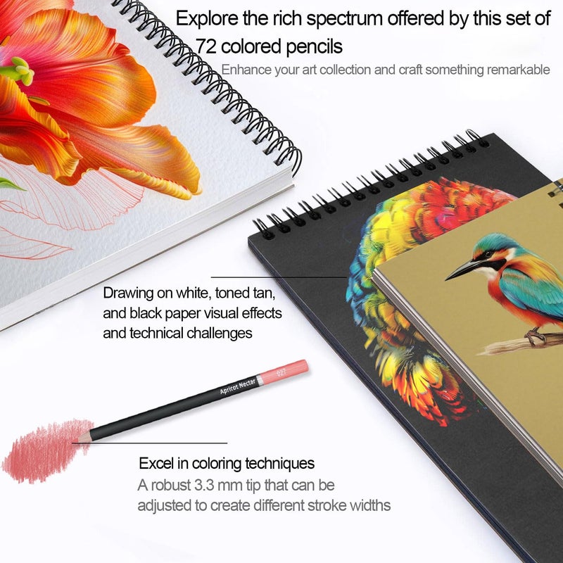 Aenir Colored Pencils for Adult Coloring Books, 72 Colors Drawing Pencils with Oil-Based Cores, Professional Art Supplies for Artists, Coloring Pencils for Adults, Color Pencils Set for Beginners and Teens. - Image 5