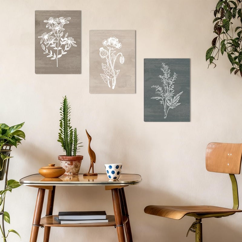 BINCUE Neutral Botanical Plant Canvas 6 Pieces Rustic Farmhouse Wall Art for Living Room Bedroom and Bathroom,Canvas Paintings Print Set Decor 12"x 16" - Image 5