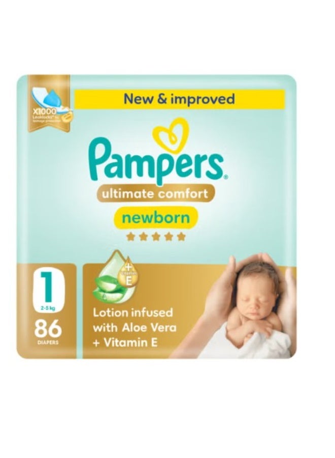 Premium Care Taped Diapers Size 1 Jumbo Pack 86 Count