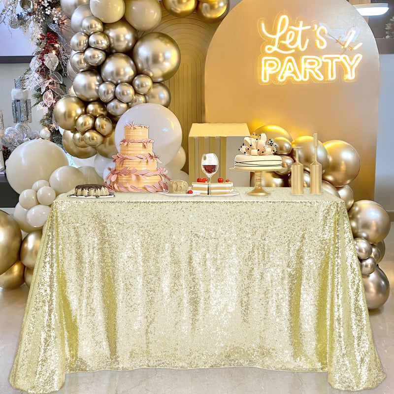 بي.كول B -Cool Light Gold equin decoration for b for party: 1 قطعة 50 × 80 بوصات أغطية طاولة المائدة المستطيل - Image 5