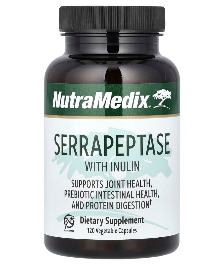 Nutramedix Serrapeptase with Inulin 120 Vegetable Capsules (500 mg per Capsule)