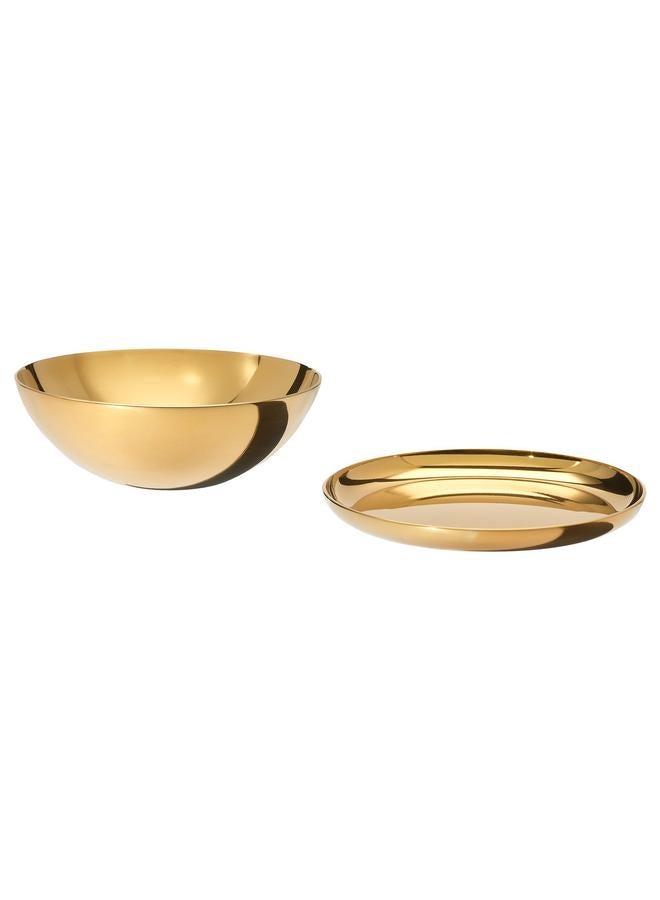 Zaboon Bowl And Dish, Brass-Colour - Image 1
