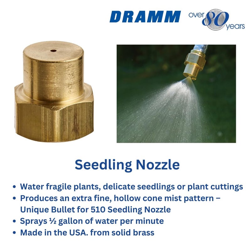 Dramm Seedling Nozzle, Solid Brass for Fragile Plants, Delicate Seedlings and Plant Cuttings, Produces Extra Fine, Hollow Cone Mist Pattern, Brass - Image 4
