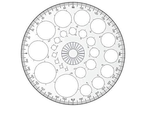 JEFFY Designs Pro Circle Master Stencil, for Mandala Art and Engineering (1 Piece) 14.5 cm, 360 Degree Protector with 25 Circles - Image 1