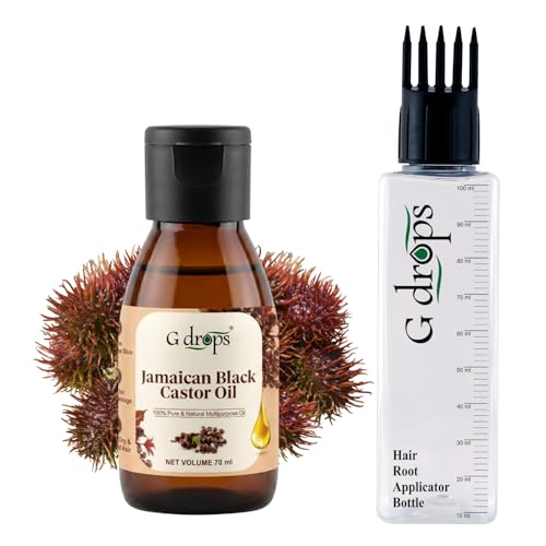 G Drops Jamaican Black Castor Oil – Cold Pressed, 100% Pure & Unrefined JBCO for Hair Growth, Thicker Eyebrows, Longer Eyelashes & Scalp Nourishment | For Men & Women | 70ml - Image 1