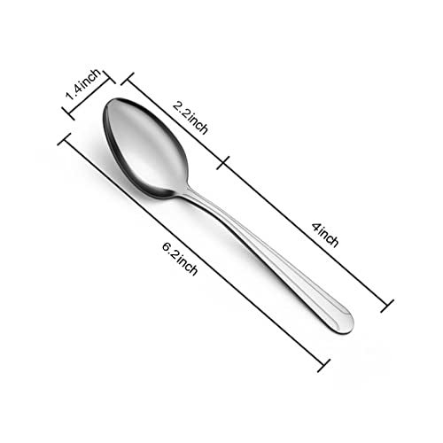 BEWOS 24 Pieces Teaspoons, 6.2 Inches Stainless Steel Teaspoons Silverware, Spoon Silverware, Coffee Spoons, Small Spoon, Mirror Polished, Dishwasher Safe, Silver Spoons For Home, Restaurant - Image 2