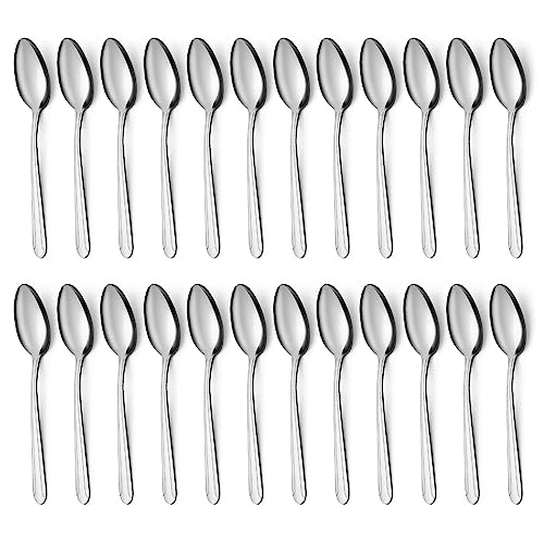 BEWOS 24 Pieces Teaspoons, 6.2 Inches Stainless Steel Teaspoons Silverware, Spoon Silverware, Coffee Spoons, Small Spoon, Mirror Polished, Dishwasher Safe, Silver Spoons For Home, Restaurant - Image 1