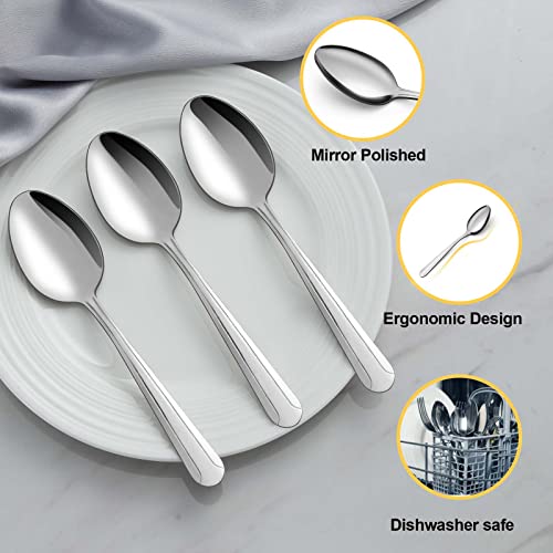 BEWOS 24 Pieces Teaspoons, 6.2 Inches Stainless Steel Teaspoons Silverware, Spoon Silverware, Coffee Spoons, Small Spoon, Mirror Polished, Dishwasher Safe, Silver Spoons For Home, Restaurant - Image 3