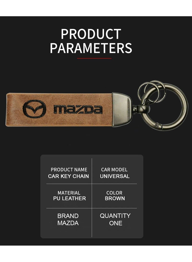 mazda Car Key Chain Super Finish Metal Ring PU Leather Strap Keychain Home Key Chain Car Keychain MAZDA 1Pcs  - Image 4