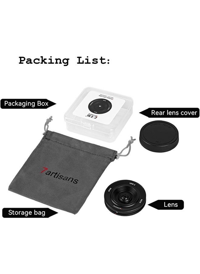 7أرتيسانز 7artisans عدسة UFO 18MM F6.3 Mark II 18MM F6.3 Mark II لحامل M4/3، APS-C، عدسة رئيسية، كاميرات مدمجة رفيعة للغاية غير مزودة بمرآة لسلسلة باناسونيك GM/GX/GH/GF لسلسلة أوليمبوس EPM/EP/EPL/Pen/EM - Image 2