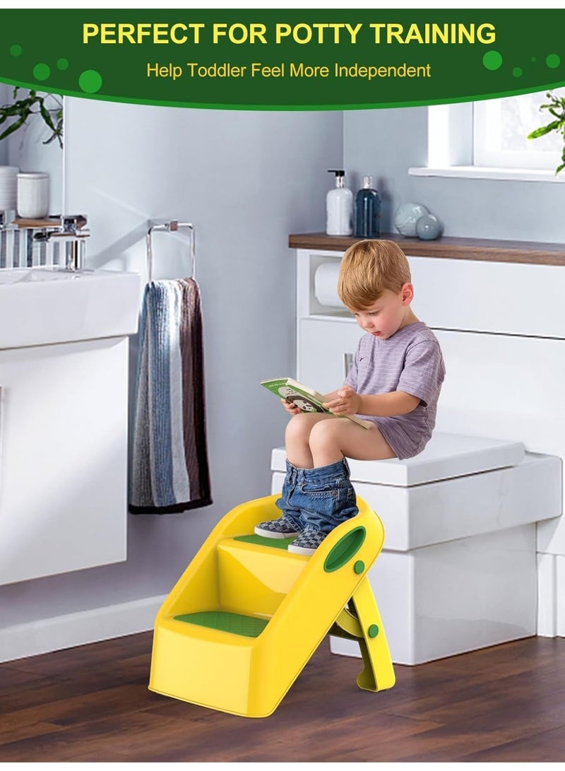 تراسل كرسي متدرج للأطفال الصغار لحوض استحمام الأطفال رمادي وأبيض | كرسي متدرج قابل للطي للأطفال من عمر 1-4 سنوات | مساعد مطبخ للأطفال بارتفاع مناسب مع مقابض - سهل الحركة، مقاوم للانزلاق - Image 2