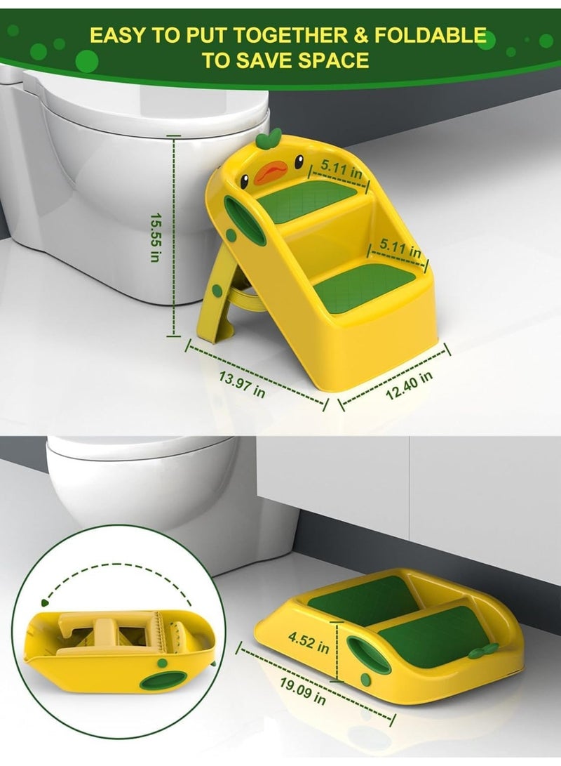 تراسل كرسي متدرج للأطفال الصغار لحوض استحمام الأطفال رمادي وأبيض | كرسي متدرج قابل للطي للأطفال من عمر 1-4 سنوات | مساعد مطبخ للأطفال بارتفاع مناسب مع مقابض - سهل الحركة، مقاوم للانزلاق - Image 3