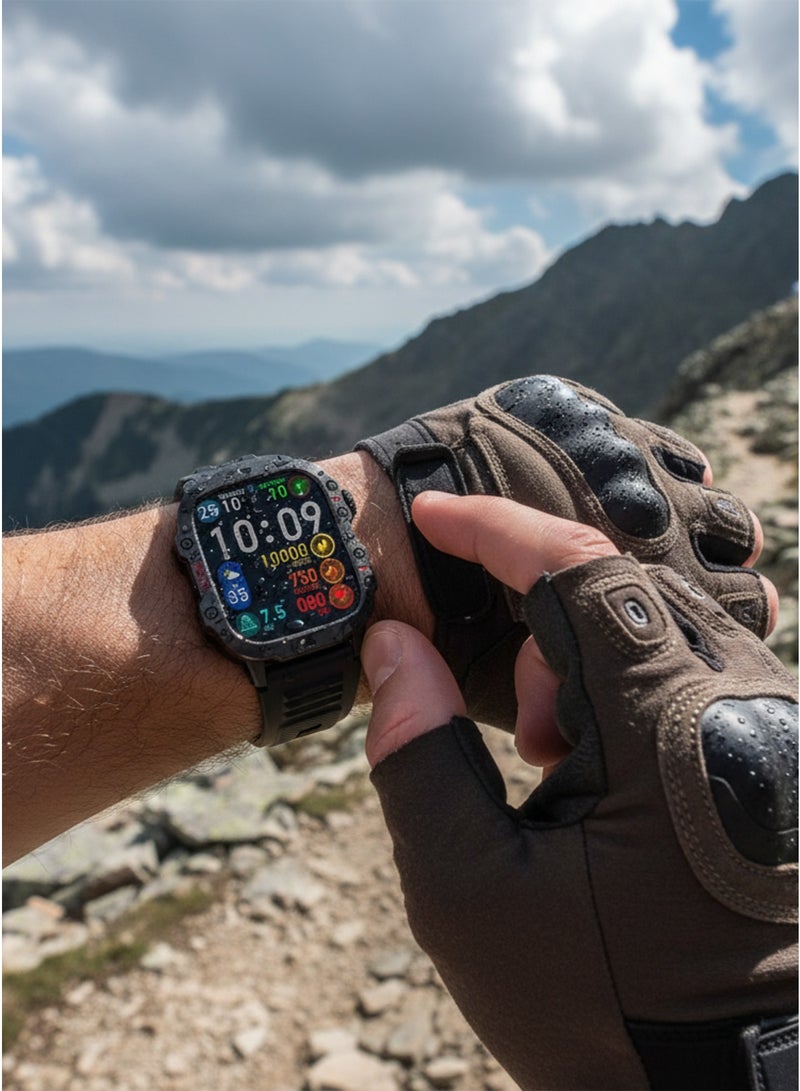 أولون ساعة Aolon Tetra S2 الذكية للرجال بشاشة 1.96 بوصة عالية الدقة مع مكالمات لاسلكية وإشعارات فورية وهيكل من سبائك الزنك ومقاومة للماء IP68 - Image 5