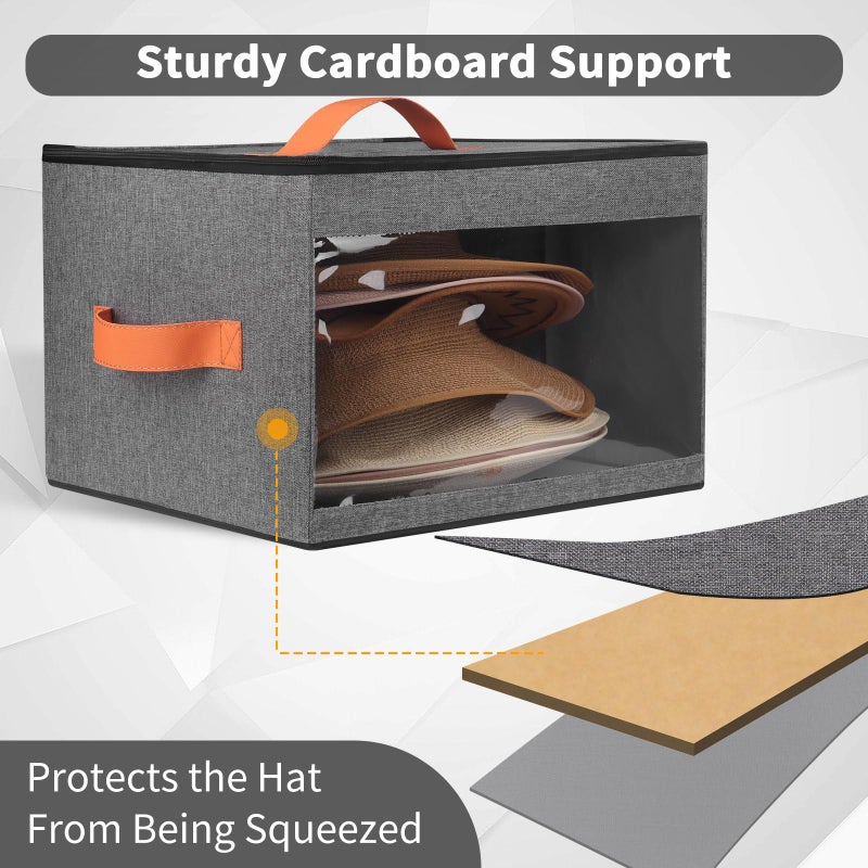 kushon Upgraded Hat Storage Box for Women & Men,Closet Hat Boxes Organizer Bag with Dustproof Lids,Cowboy Hat Box,Hat Carrier Case For Travel - Image 2