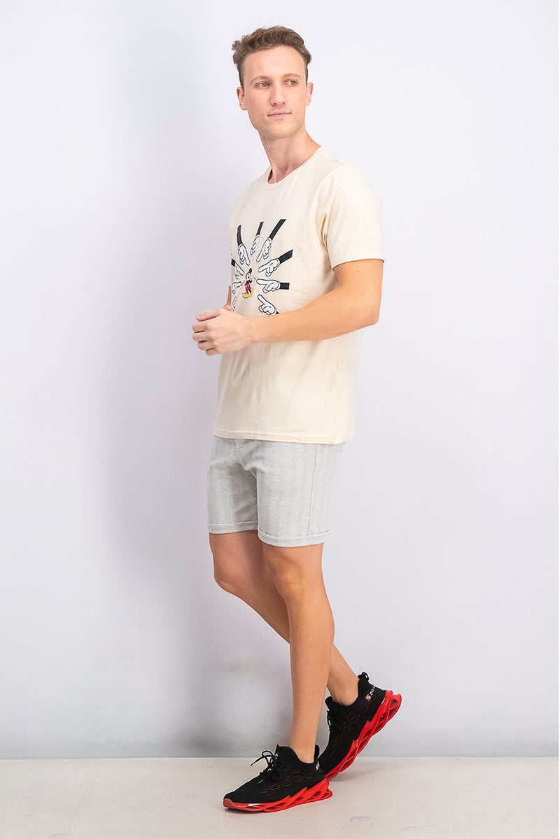 DIFUZED Men Crew Neck Short Sleeve Graphic Print T-shirt, Beige - Image 2