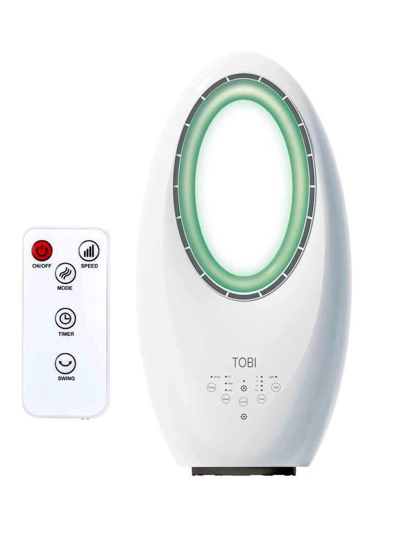 توبي مروحة طاولة بدون شفرات مع 4 مصابيح LED ليلية وبطارية قابلة لإعادة الشحن و3 سرعات وتحكم باللمس ومروحة مكتب محمولة ومروحة برجية مع جهاز تحكم عن بعد ومروحة تبريد مع تحكم باللمس ومروحة أرضية TB-960 - Image 1